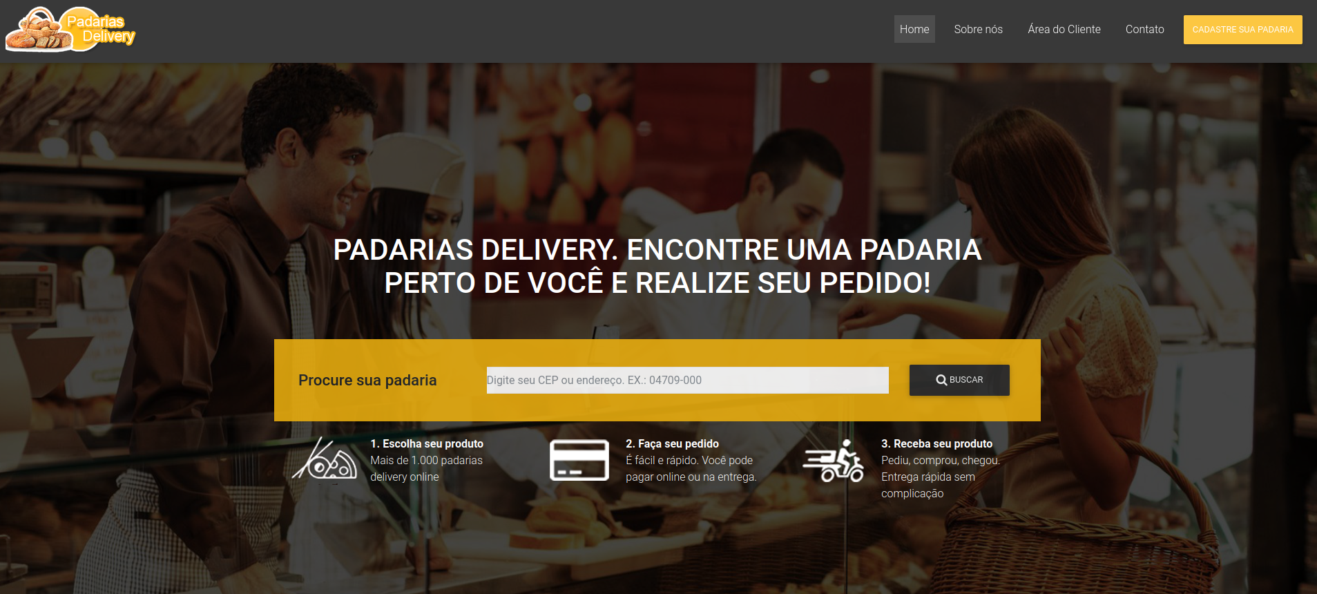 Captura de tela do padarias delivery.